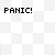 Animated contact sheet of a 5x5 grid showing sequential frames of 'PANIC! AT THE DISCO' text animation with varying colors and decorative elements.