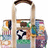 Pixelated image of a handbag with colorful patchwork patterns and text reading "no wonder y there so expensive they match everything you wear!".