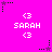 A static image with a bright pink background featuring repeated pixelated text and symbols