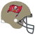 Pixelated image of a football helmet with a red pirate flag logo on the side, featuring a white skull and crossbones, an orange eye patch, and a black face mask.