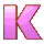 nine identical pink 'K' icons with brown outlines on a gray background, each showing slight variations in pixel rendering