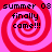 A static image with four identical spiral patterns in red and pink, each containing text reading "summer 08" at the top and "finally came!!!" below.