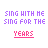 Pixel art contact sheet with two animated frames showing text-based lyrics and heart symbols in purple, pink, blue, and black colors on white background.