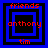 Four square display red text over blue and black layered squares with varying inner shapes