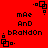 Red background with black pixelated text and square icons arranged in a pattern
