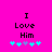 Bright pink background with black text "I Love Him" and five pixelated flower icons below, two versions showing animation changes in the flowers.