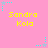 Pink background with repeated yellow text "Sandra Kola" and cyan star-shaped pixel art elements scattered across the image.
