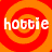 A 48x48 pixel animated contact sheet showing three frames of a red and orange spiral background with white text "hottie" in each frame, arranged in a 2x2 grid with the bottom-right cell empty.