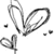 Black-and-white sketch-style hearts with small dots, arranged in a scattered pattern across the image.