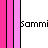 A vertical strip of pink and black stripes with repeated 'sammi' text and varying pink heart counts on a white background.