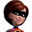 Pixelated cartoon character with brown hair and black mask, wearing red outfit with yellow emblem on chest.