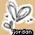 Pixelated grayscale icon with abstract swirling lines and white highlights on a beige background, featuring the word 'jordan' in pixelated lowercase letters at the bottom.