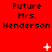 Red background with repeated text 'Future Mrs. Henderson' and animated white star-like symbols appearing in different positions across frames.