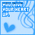 Blue pixelated icon with repeated text 'YOU GIVE YOUR HEART UP.' and heart symbols, transitioning to 'AND IT MIGHT JUST GET BROKEN' in the lower-right section.
