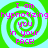 Four identical green and cyan spiral patterns with pink text reading 'I am hypnotizing you in your FACE!' arranged in a