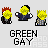 Pixelated character icons with yellow hair and dark clothing display various states including static poses, fire effects, and a mushroom cloud explosion beneath them.