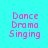 Four identical pixelated text on cyan background with yellow bars, each displaying 'Dance Drama Singing' in pink block letters