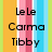 A static image with vertical stripes in orange, pink, white, blue, and green. Black text reads "LeLe Carma Tibby" on the left and "<333 your sisters <333 your self" on the right.