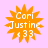 Four identical orange starburst icons with white text on a pink background, each displaying 'Cori Justine 433' in stacked lines.