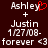 Two side-by-side pixelated text displays on dark brown background, each showing names and date with heart symbol in left display.