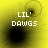 Yellow background with black circular shapes and white text 'LIL' DAWGS' in pixelated font across four showing animation changes