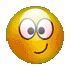 Four circular cartoon faces with large eyes and smiles in yellow, red, blue, and green arranged in a on gray background