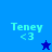 Pixelated text 'Teney <3' on blue backgrounds with a star symbol in two positions.