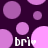 Pixelated animation of purple and pink circles on dark background with repeated 'bri' text and small heart symbols.