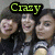 Three people in a group pose with text overlays reading 'Crazy', 'People', and 'Have Fun!' across different