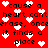Red background with black text repeating 'cause a heart cant erase, once it finds a place' and scattered white pixelated hearts.