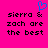 A static pixel art image with a bright pink background, blue heart symbol, and black text reading "sierra & zach are the best" in two identical