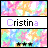 Pixelated icon with 'Cristina' text, four-star rating, and pastel tie-dye background showing color variations across frames.