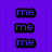 Pixelated text displays 'me' three times on purple background, then changes to 'im so cool', 'im', and 'HOT' on black background.