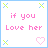 15 pixel-art style icons with light blue borders, each containing pink text and a small heart symbol on white backgrounds