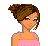 Pixelated cartoon woman with brown braided hair in a bun, wearing pink spaghetti-strap top and purple sparkly pants; text reads "Have You Ever Had Those Moments Just Think?".