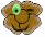 Pixelated cartoon face with brown textured skin, green eyes, and a smiling mouth; left eye winks in first frame while right eye opens in second frame.