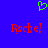 Blue background with green pixelated heart above two red 'Rachel' text instances in a retro font.