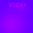 Four identical display 'VICKI' text in pink on a purple gradient background with subtle light effects