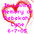 Pixelated pink text inside red heart outlines on white background with gray rectangle in bottom-right corner.