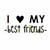 Animated icon with text "I ❤️ MY BEST FRIENDS" on white background, transitioning to blue character wearing multiple labels including "My Cookie Monster" and "My Ocean Monster".