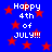 Blue background with red stars and white text reading 'Happy 4th of JULY!!!' repeated across the image.