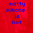 Red background with blue pixelated text reading "matty simons is hot" in three stacked lines, displayed across multiple