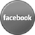 Circular grayscale icon with pixelated text reading 'facebook' centered on a gradient background.