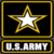 Static pixel art icon featuring a gold-outlined white star on black background with "US ARMY" text below in silver block letters, framed by thick yellow border.