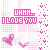 Pixelated pink and white graphic with text "UHHH... I LOVE YOU" surrounded by heart shapes on a checkered background.
