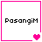 Four square with pink borders display 'PasangiM' text and varying pink heart icons in a