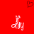 Red background with a pixelated heart at top center and two identical pixelated 'only' text elements below, each with a small 'y' above the word.