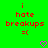 Green background with red pixelated text reading 'i hate breakups =(', two pink heart icons at bottom, and a subtle animation change in the right-side text.