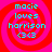 Four identical pixelated icons arranged in a , each displaying cyan text on a red and pink spiral background