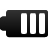 Black battery-shaped icon with three white vertical bars on a gray background, rendered in pixelated style.